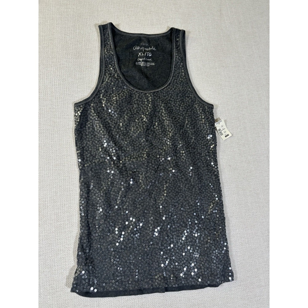 NWT Women's Size XL Black Aeropostale Sequin Tank Shirt